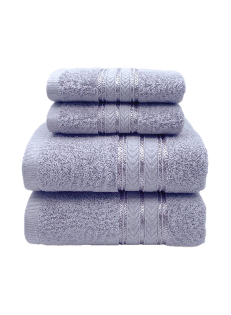 Soft Luxury Cotton Bath Towel Set Size 2* (70 * 140cm)2*（35*75cm） High Water Absorption Quick Drying Daily Durable Hotel Bathroom Spa (light purple 4 piece towel set) - Image 1