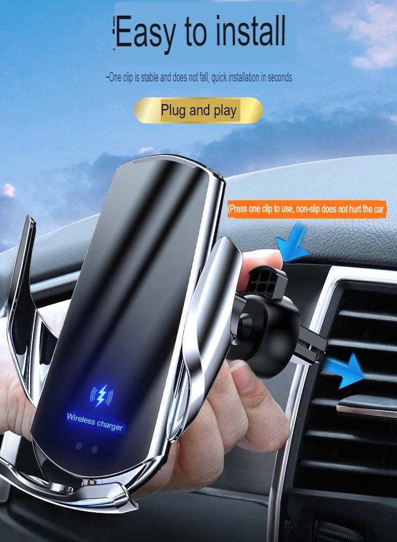 AROAQ Smart Sensor Car Wireless Charger, Stable Fast Charging Car Mobile Phone Holder, Auto-clamping And Rotating Car Phone Holder Mount Air Vent Phone Holder, (Cool Black) - Image 2