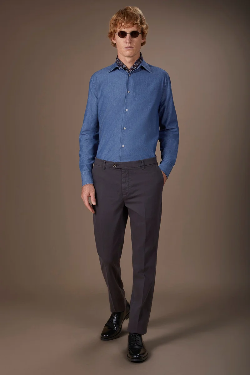 Classic men's chinos in regular fit with stretch twill construction - Anthracite