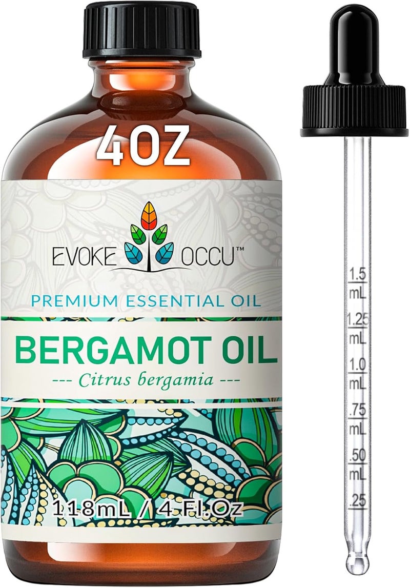 زيت البرغموت العطري من إيفوك أوكيو، 4 أونصات، زيت البرغموت النقي للبشرة والتدليك والموزع وصنع الشموع والصابون - 4 أونصات سائلة - Image 1