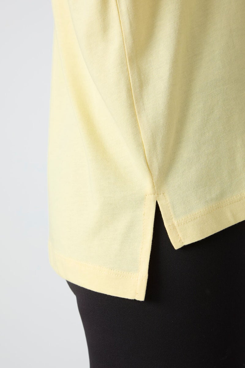 Tommy Life Yellow Combed Modal Soft Touch Oversize Fit Basic Women's T-Shirt - 97285  - Image 4