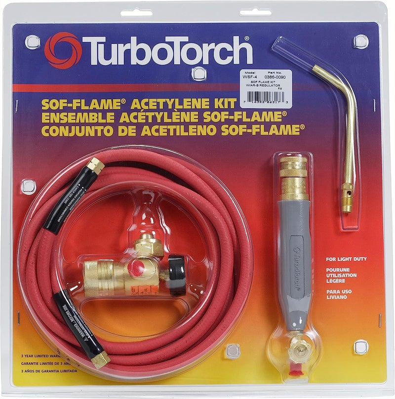 ESAB TURBOTORCH 0386-0090 WSF-4 Manual Torch Kit, Air Acetylene/, B Tank Connection, Soft-Flame, Color Coded O-Ring, Includes AR-B Regulator, WA-400 Handle, AH-12 Hose, Tip - Image 2