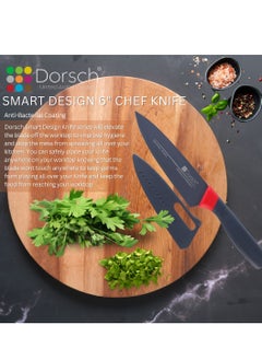 Dorsch Danish Design 6-Inch Chef Knife with High Carbon German Steel Blade | Ultra-Sharp Precision | Non-Stick Coating | Ergonomic Handle for Comfort | Anti-Rust & Durable Design | Multipurpose Cutting Tool | Protective Sheath Included | Professional Kitchen Knife  - Image 4