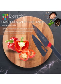 Dorsch Danish Design 6-Inch Chef Knife with High Carbon German Steel Blade | Ultra-Sharp Precision | Non-Stick Coating | Ergonomic Handle for Comfort | Anti-Rust & Durable Design | Multipurpose Cutting Tool | Protective Sheath Included | Professional Kitchen Knife  - Image 3
