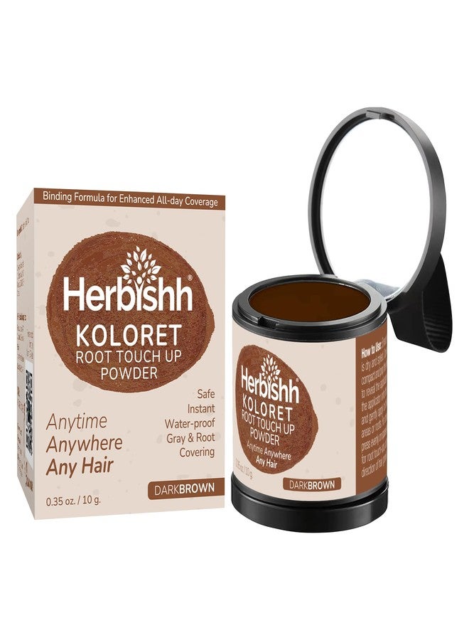 Herbishh Koloret Root Touch Up Powder– Dark Brown Powder for Women & Men, Instant Root Cover Up for Gray Coverage, Hairline Concealer for Thinning Hair & Bald Spots, Water-Resistant & Smudge-Proof, 10g - Image 1