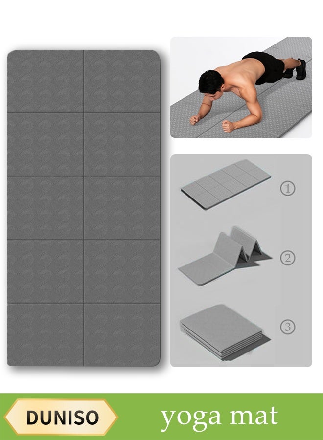 DUNISO Foldable Yoga Mat，Thickened Fitness Mat，Men's Fitness Exercise Mat，Non Slip Yoga Mat, Widening and Enlarging，Suitable for Pilates, Stretching, Floor, Fitness Workouts，Meteorite Grey - Image 1