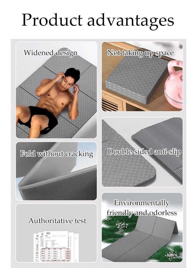 DUNISO Foldable Yoga Mat，Thickened Fitness Mat，Men's Fitness Exercise Mat，Non Slip Yoga Mat, Widening and Enlarging，Suitable for Pilates, Stretching, Floor, Fitness Workouts，Meteorite Grey - Image 4