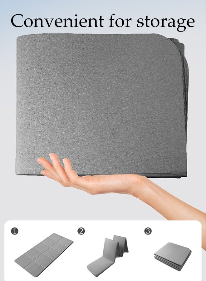DUNISO Foldable Yoga Mat，Thickened Fitness Mat，Men's Fitness Exercise Mat，Non Slip Yoga Mat, Widening and Enlarging，Suitable for Pilates, Stretching, Floor, Fitness Workouts，Meteorite Grey - Image 5