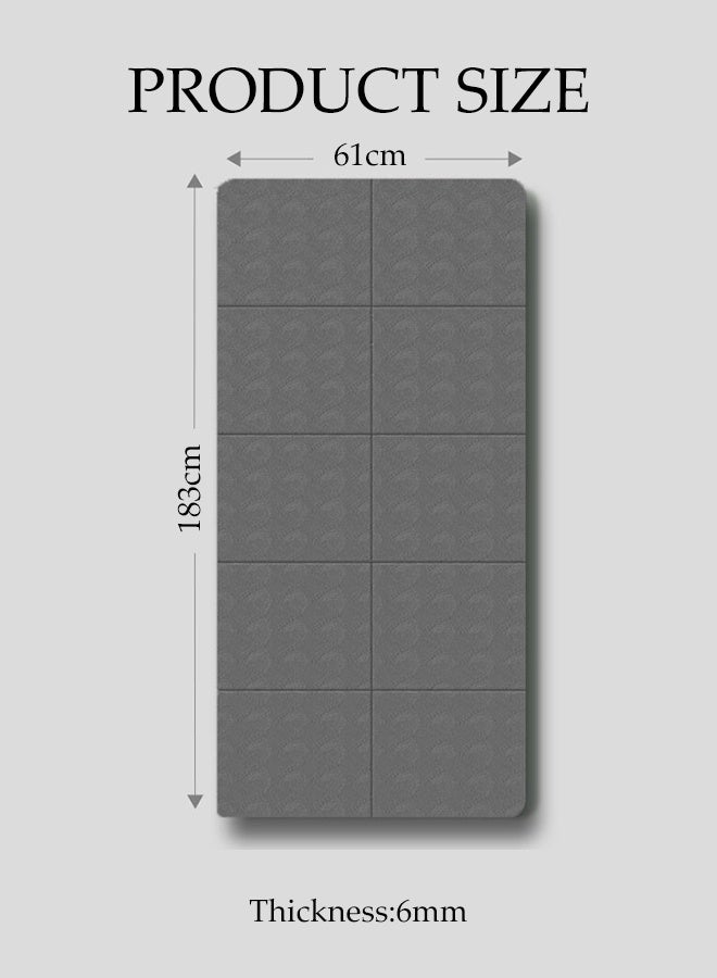 DUNISO Foldable Yoga Mat，Thickened Fitness Mat，Men's Fitness Exercise Mat，Non Slip Yoga Mat, Widening and Enlarging，Suitable for Pilates, Stretching, Floor, Fitness Workouts，Meteorite Grey - Image 2