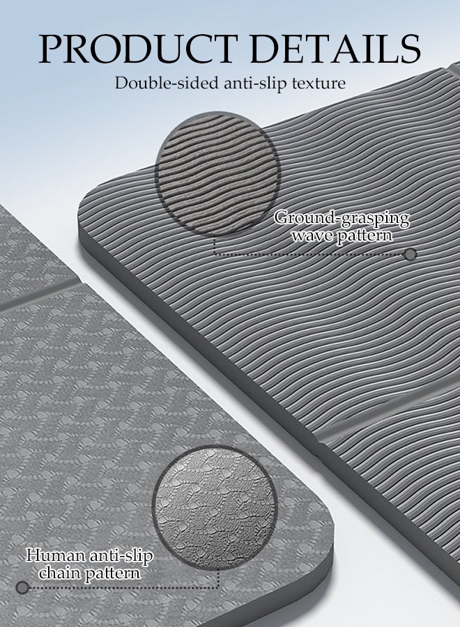 DUNISO Foldable Yoga Mat，Thickened Fitness Mat，Men's Fitness Exercise Mat，Non Slip Yoga Mat, Widening and Enlarging，Suitable for Pilates, Stretching, Floor, Fitness Workouts，Meteorite Grey - Image 3