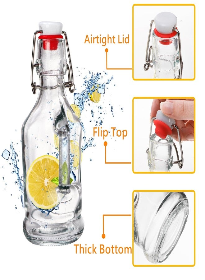 تيبري مجموعة تيبيري من 10 زجاجات زجاجية بغطاء متأرجح، سعة 8.5 أونصة، شفافة، لتخمير البيرة والكومبوتشا، مع غطاء محكم الإغلاق، زجاجة تخمير بغطاء قلاب ومقبض لمشروبات الكفير والزيت والخل وخلاصة الفانيليا والمشروبات الغازية - Image 3