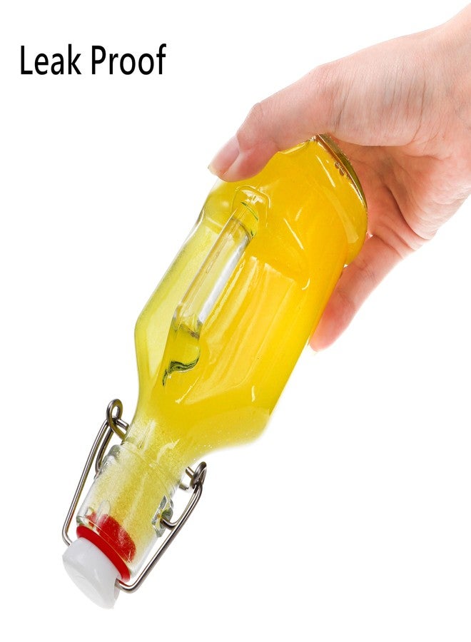 تيبري مجموعة تيبيري من 10 زجاجات زجاجية بغطاء متأرجح، سعة 8.5 أونصة، شفافة، لتخمير البيرة والكومبوتشا، مع غطاء محكم الإغلاق، زجاجة تخمير بغطاء قلاب ومقبض لمشروبات الكفير والزيت والخل وخلاصة الفانيليا والمشروبات الغازية - Image 4