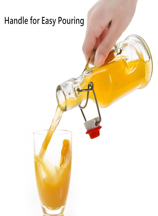 تيبري مجموعة تيبيري من 10 زجاجات زجاجية بغطاء متأرجح، سعة 8.5 أونصة، شفافة، لتخمير البيرة والكومبوتشا، مع غطاء محكم الإغلاق، زجاجة تخمير بغطاء قلاب ومقبض لمشروبات الكفير والزيت والخل وخلاصة الفانيليا والمشروبات الغازية - Image 5