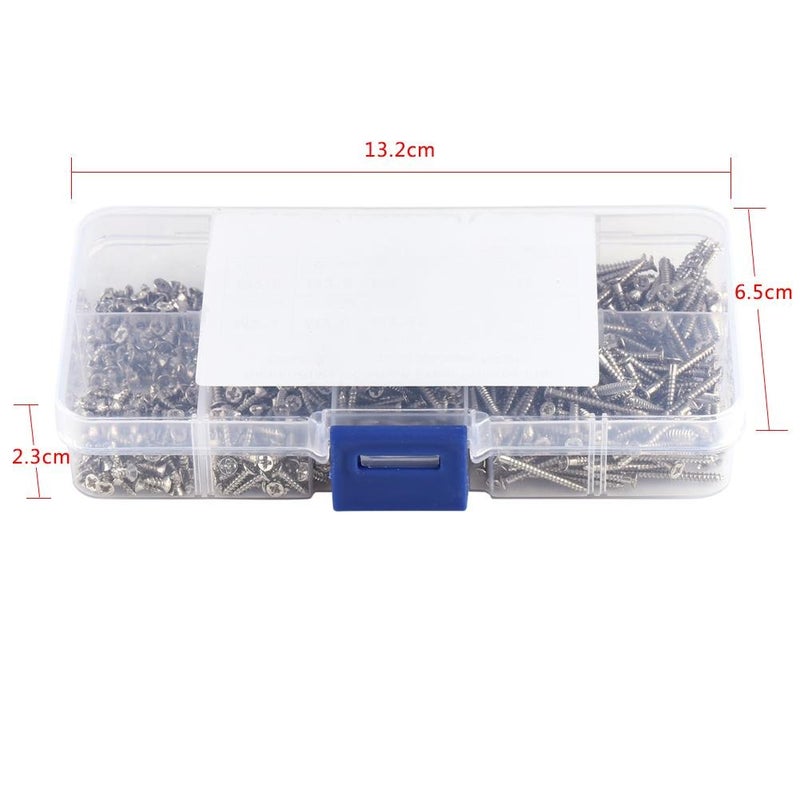 klarako 800pcs M2 Cross Drive Flat Head Self-Tapping Screws Woodworking Fastener with Box for Repair Inventions - Image 2