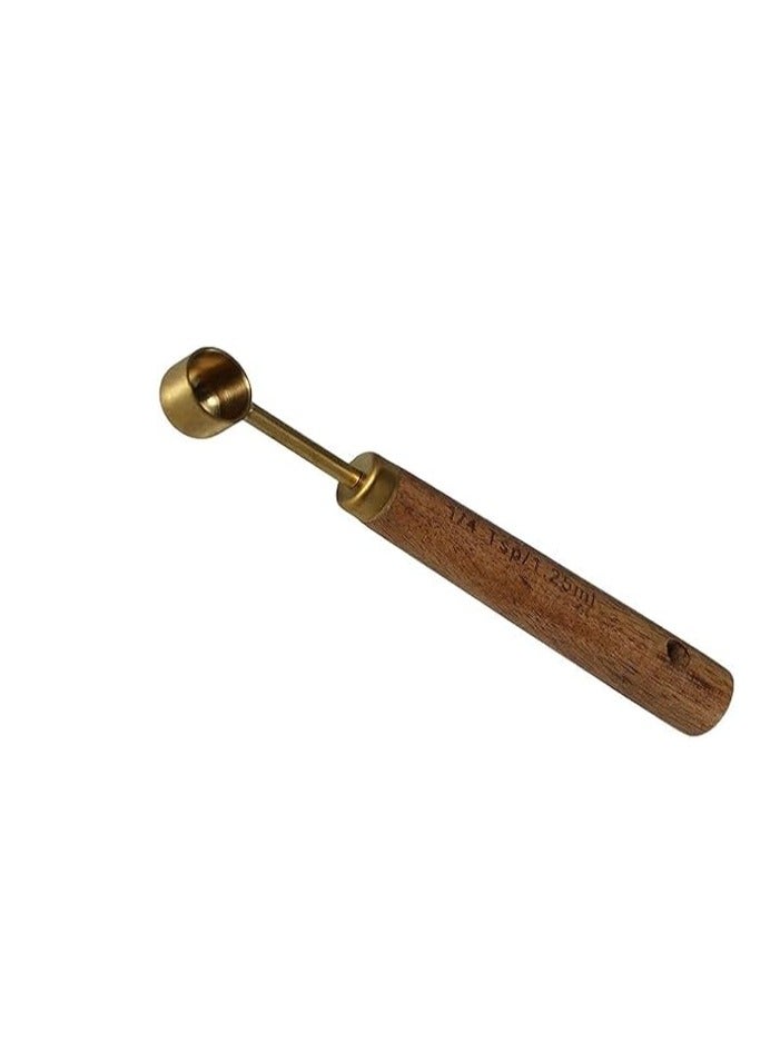 Gold Check Stainless Steel Powder and Liquid Scoop with Bamboo Handle - Large - Image 1