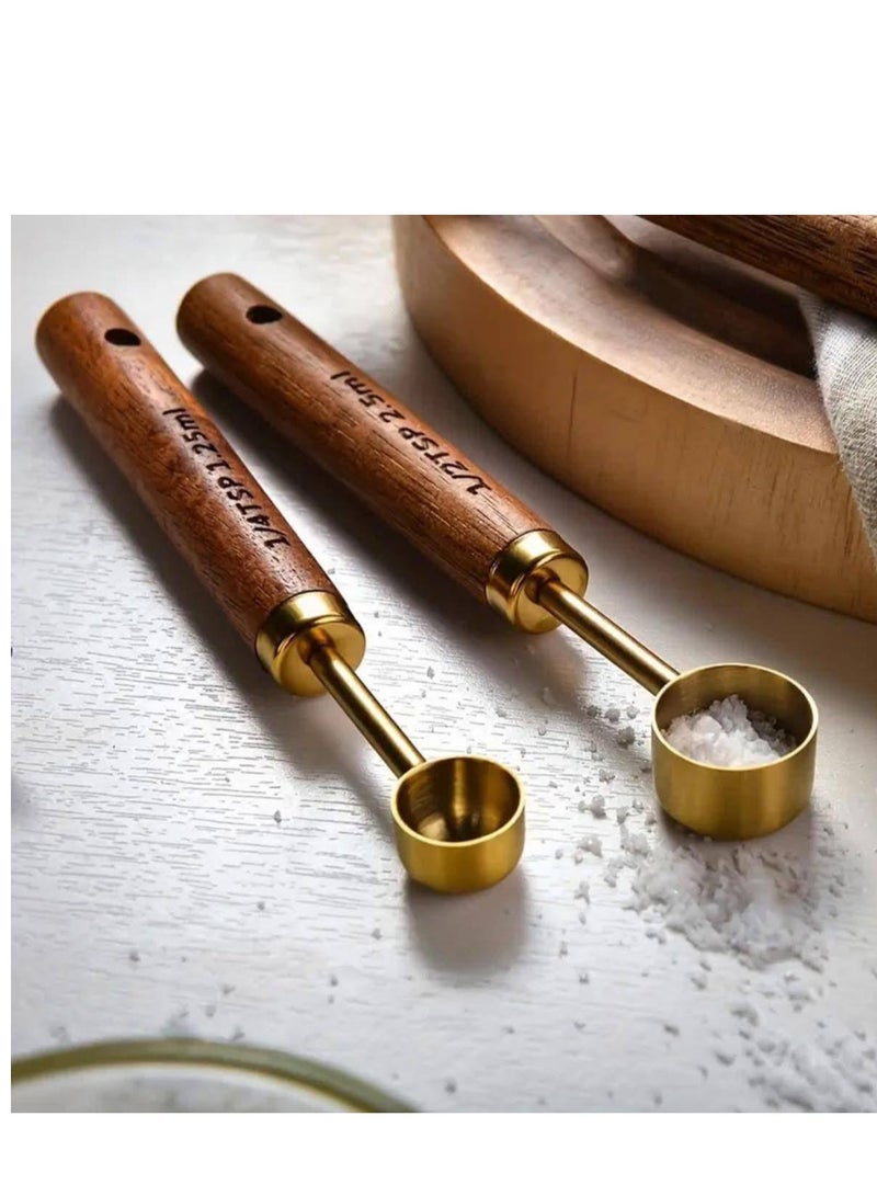 Gold Check Stainless Steel Powder and Liquid Scoop with Bamboo Handle - Large - Image 2