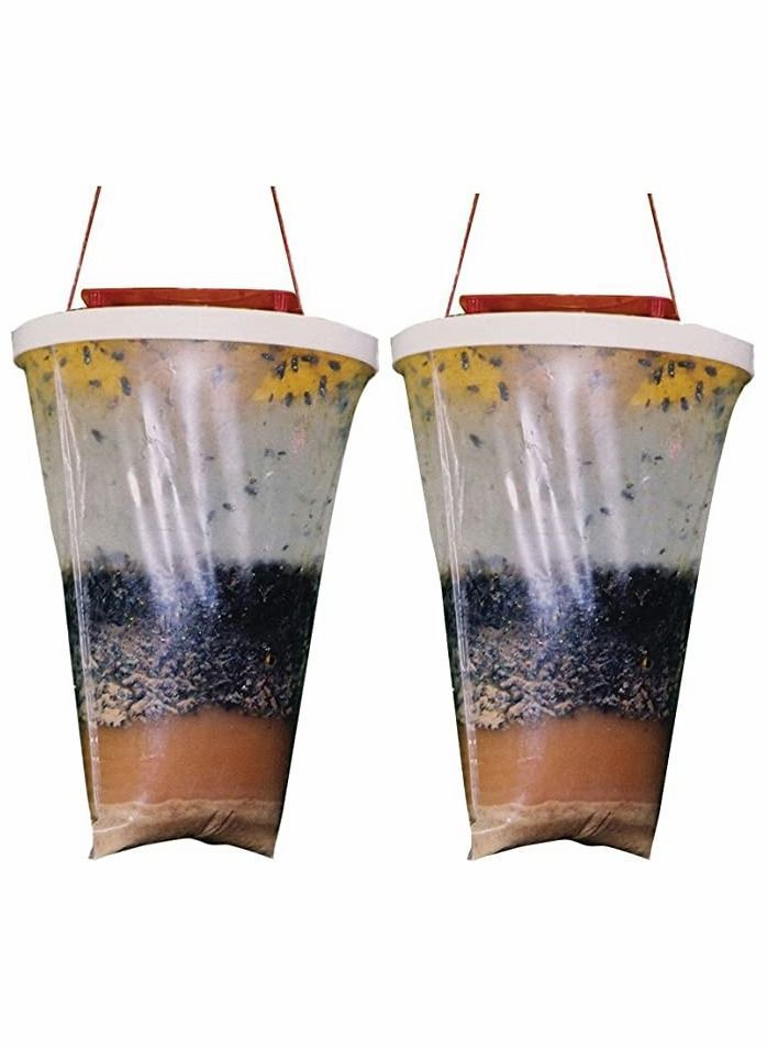 Y&D Fly Catcher, 2 Pack FlyTrap Outdoor Hanging Disposable Ranch Trap Catcher Bag with Bait, Killer Repellent for Garden, Farm, Horse Barn  - Image 1