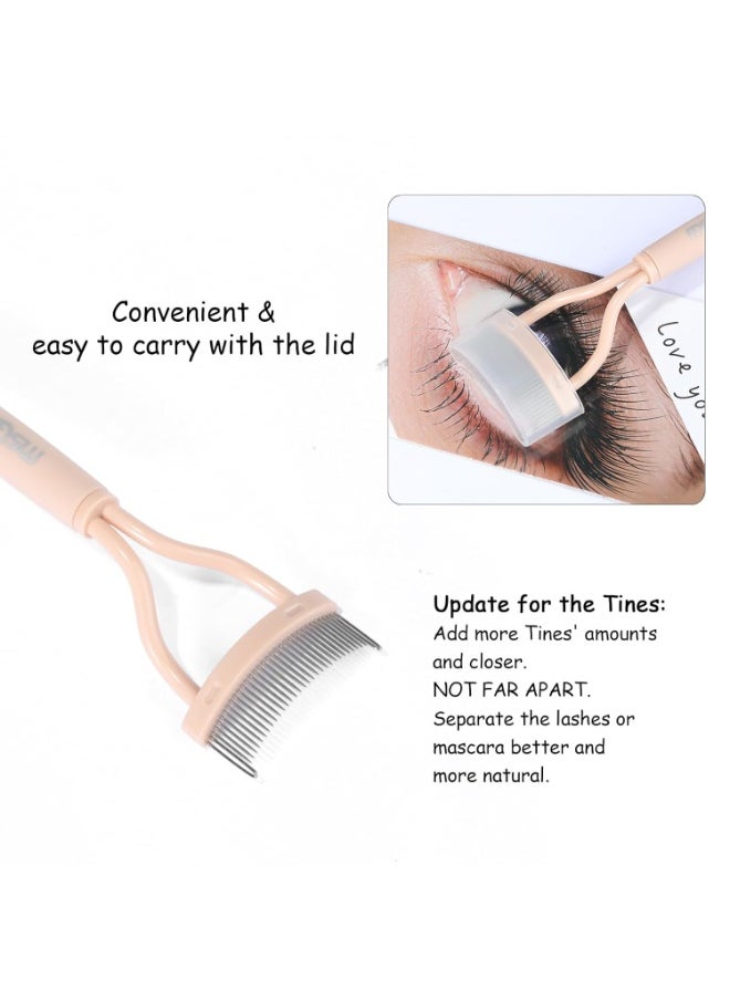 MSQ Eyelash Separator Eyelash Comb Lash Separator Tool MSQ Mascara Brush Eyelash Brush Separator Mascara Comb Arc Designed Mascara Applicator With Cover Pink (1PCS)  - Image 3