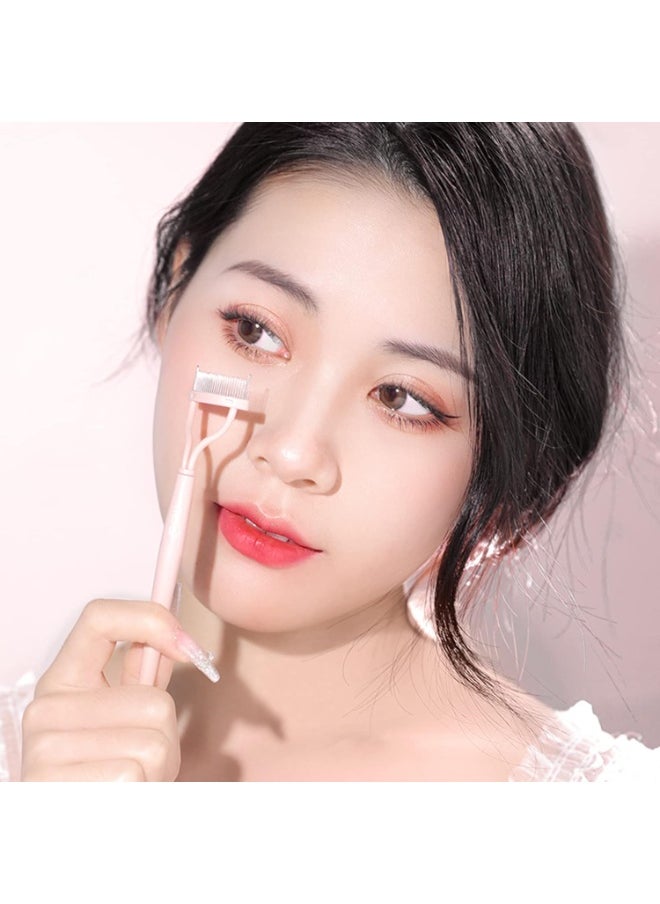 MSQ Eyelash Separator Eyelash Comb Lash Separator Tool MSQ Mascara Brush Eyelash Brush Separator Mascara Comb Arc Designed Mascara Applicator With Cover Pink (1PCS)  - Image 2