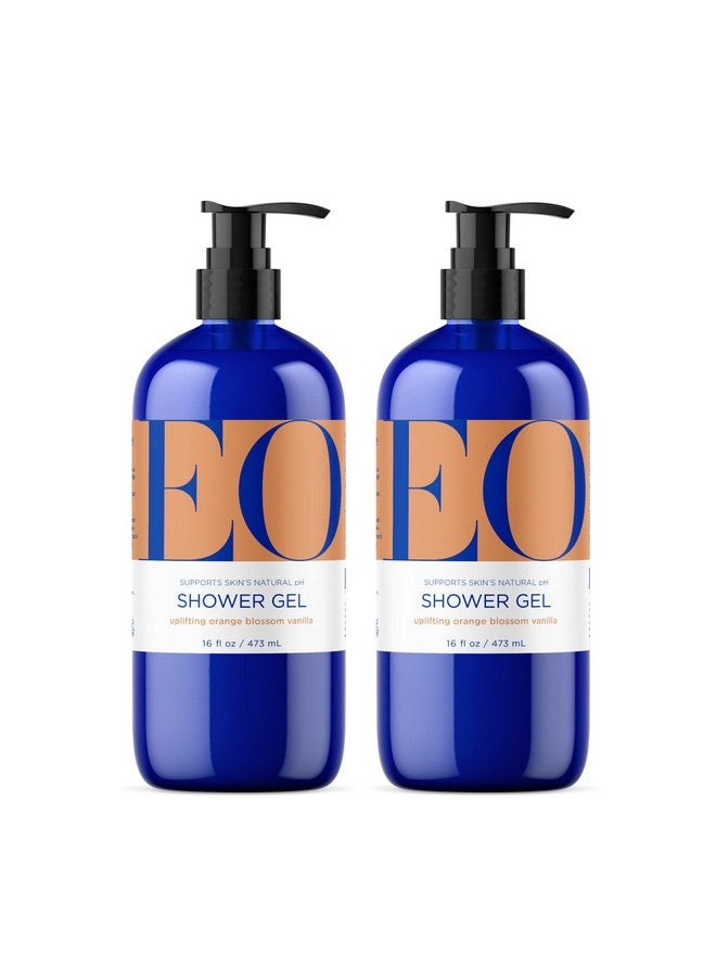 إي اوه غسول الجسم جل الاستحمام 16 أونصة (عبوة من قطعتين) منظف مرطب للبشرة بزهر البرتقال والفانيليا العضوي مع الزيوت الأساسية النقية - Image 1