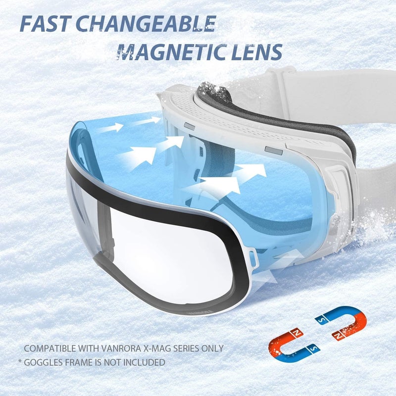 VANRORA X-Mag Ski Goggles Replacement Lens, Extra Snowboard Goggles Lens, Anti-Fog & 100% UV Protection - Image 4