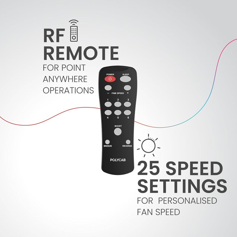 Polycab Silencio Mini 600mm 5Star BLDC Remote Ceiling fan for home 55 Energy Saving 100 Copper High Speed 25 Speed Setting Reversable Timer 4yr WarrantyMatt Black - Image 2
