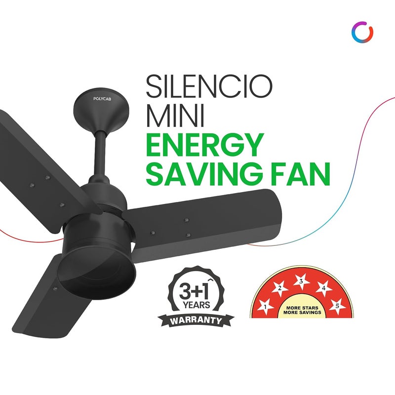 Polycab Silencio Mini 600mm 5Star BLDC Remote Ceiling fan for home 55 Energy Saving 100 Copper High Speed 25 Speed Setting Reversable Timer 4yr WarrantyMatt Black - Image 5