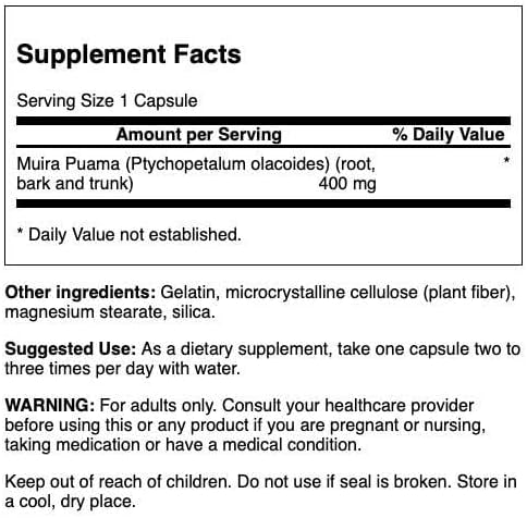 Swanson Muira Puama Root Sexual Health Virility Boost Support Mens Womens Supplement 400 mg 90 Capsules - Image 2