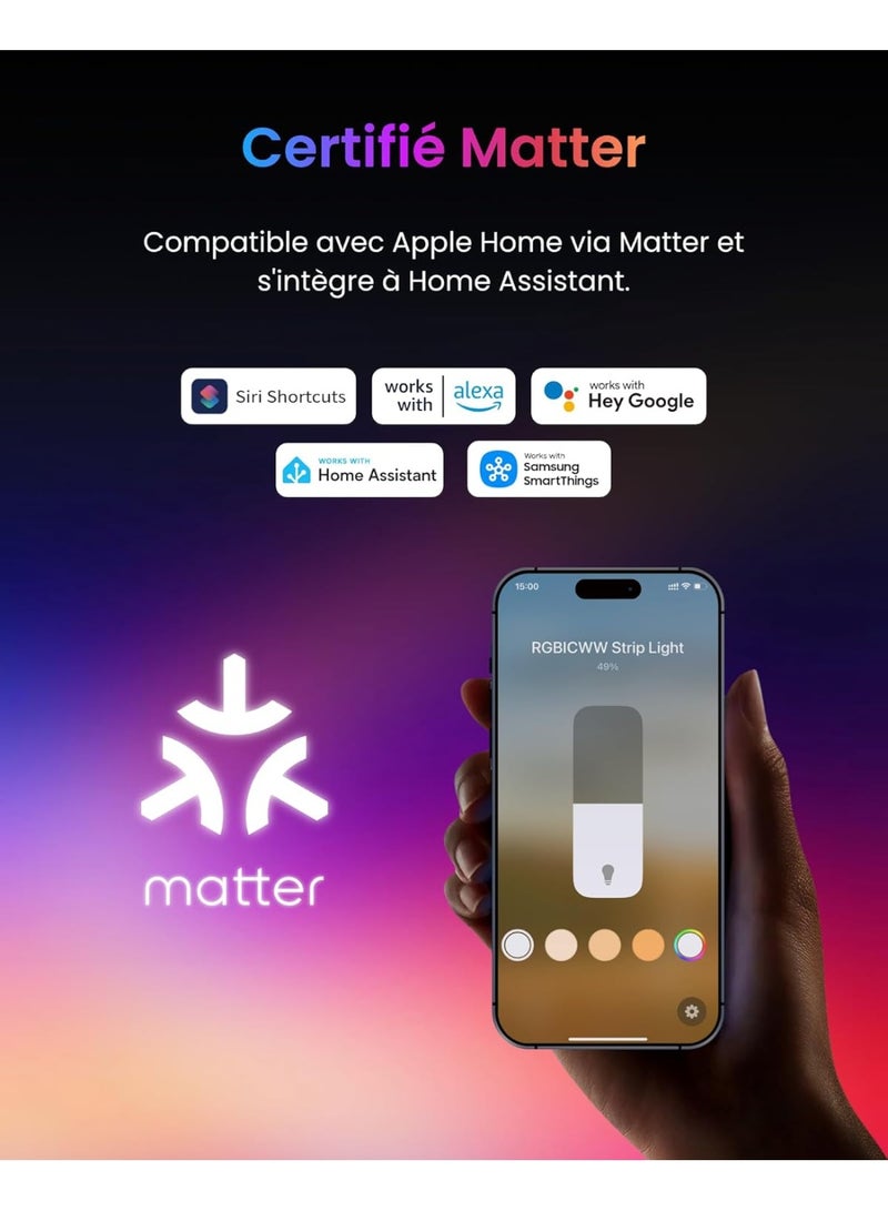 SwitchBot M Neon LED Strip Light – 72 LEDs/m, 16 Million Colors, Flexible RGB Color Changing LED, Music Sync, App & Remote Control, DIY Home Decor, Gaming Room, Bedroom, TV Backlight, Matter Smart Control, 2.4GHz Wi-Fi + Bluetooth 4.2 - Image 2