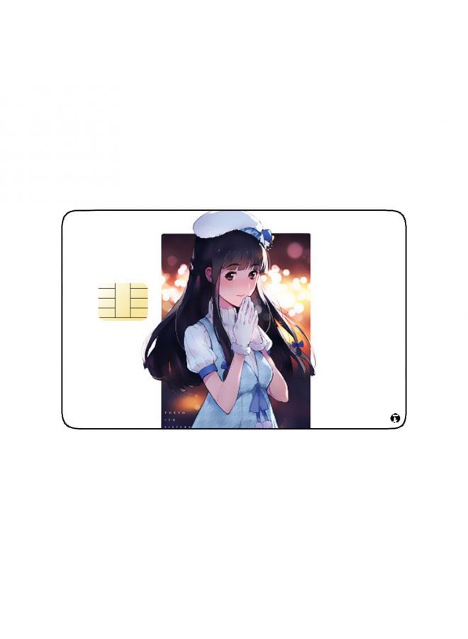 RKN PRINTED BANK CARD STICKER Cute Anime Girl With Hat - Image 1