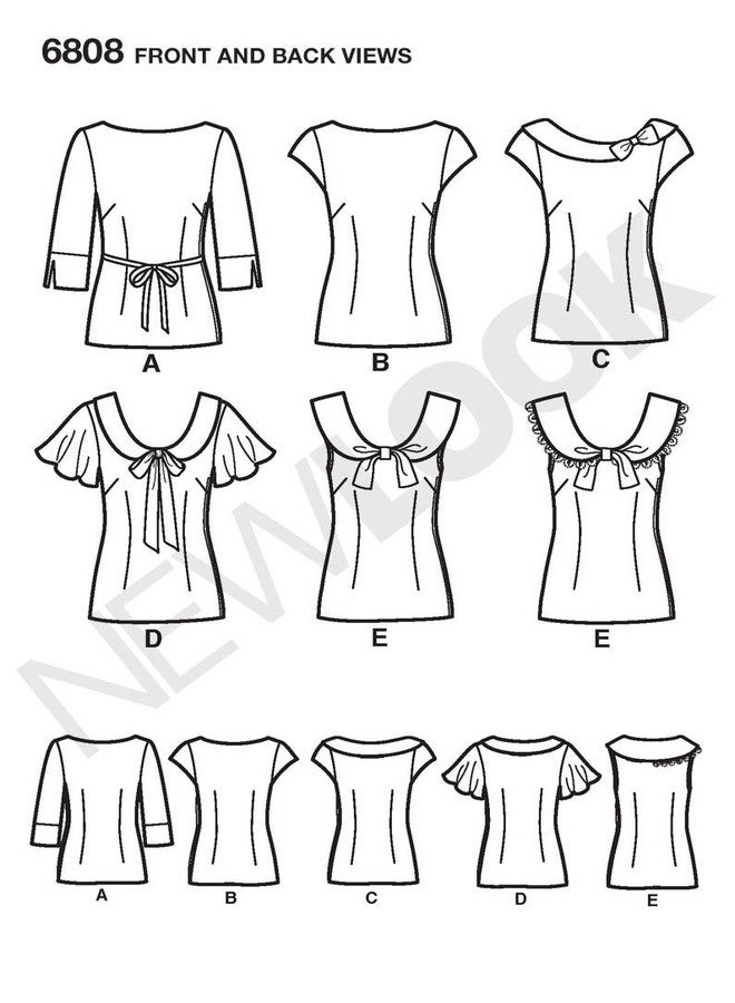 New Look Sewing Pattern 6808 Misses Tops, Size A (8-10-12-14-16-18) - Image 2