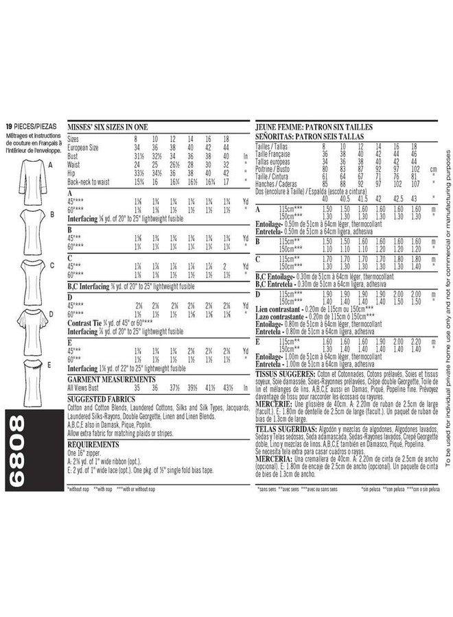 New Look Sewing Pattern 6808 Misses Tops, Size A (8-10-12-14-16-18) - Image 3