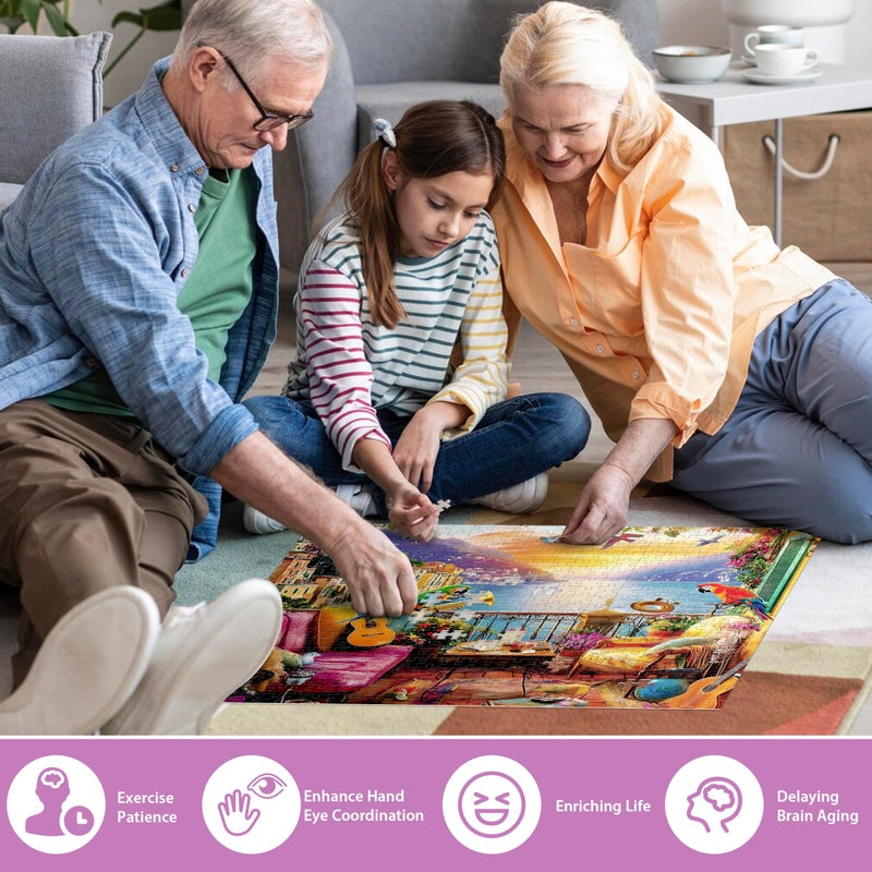 Jeacirio 500 Piece Puzzles for Adults, Parrot Jigsaw Puzzle 500 Pieces for Adults Seniors, Nature Landscape Puzzles 500 Pieces for Adult, Holiday Party Gifts, Fun Challenging Family Games 20.5×15 in - Image 4