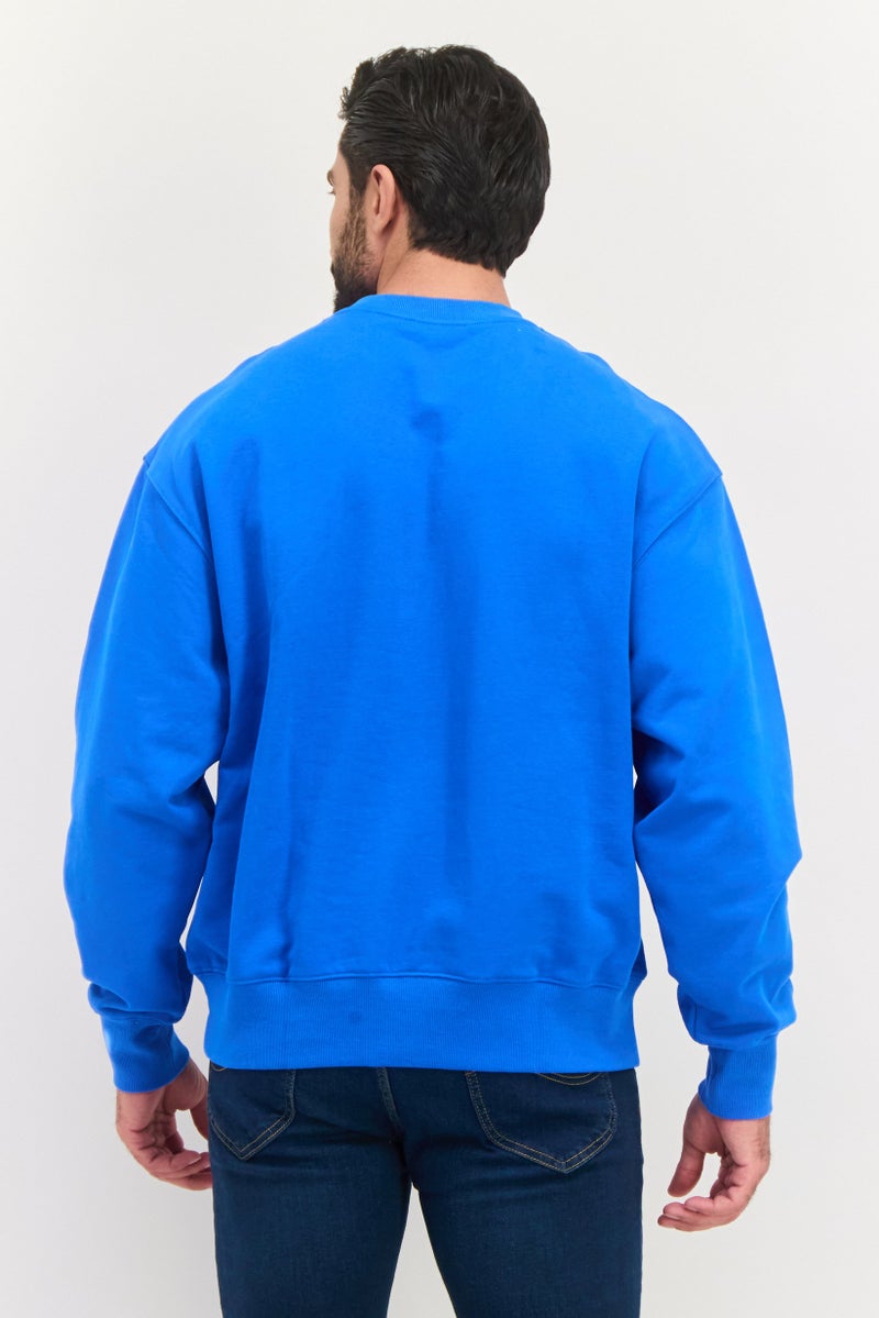 ESPRIT Men Crew Neck Graphic Print Long Sleeves Sweatshirt, Blue - Image 3