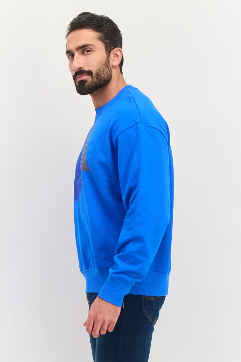 ESPRIT Men Crew Neck Graphic Print Long Sleeves Sweatshirt, Blue - Image 2