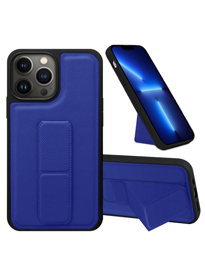 CATANES Shockproof Case with Integrated Hand Strap for iPhone 13 Pro - Foldable Kickstand and Anti-Drop Protection for Secure Grip and Hands-Free Viewing - Blue - Image 1