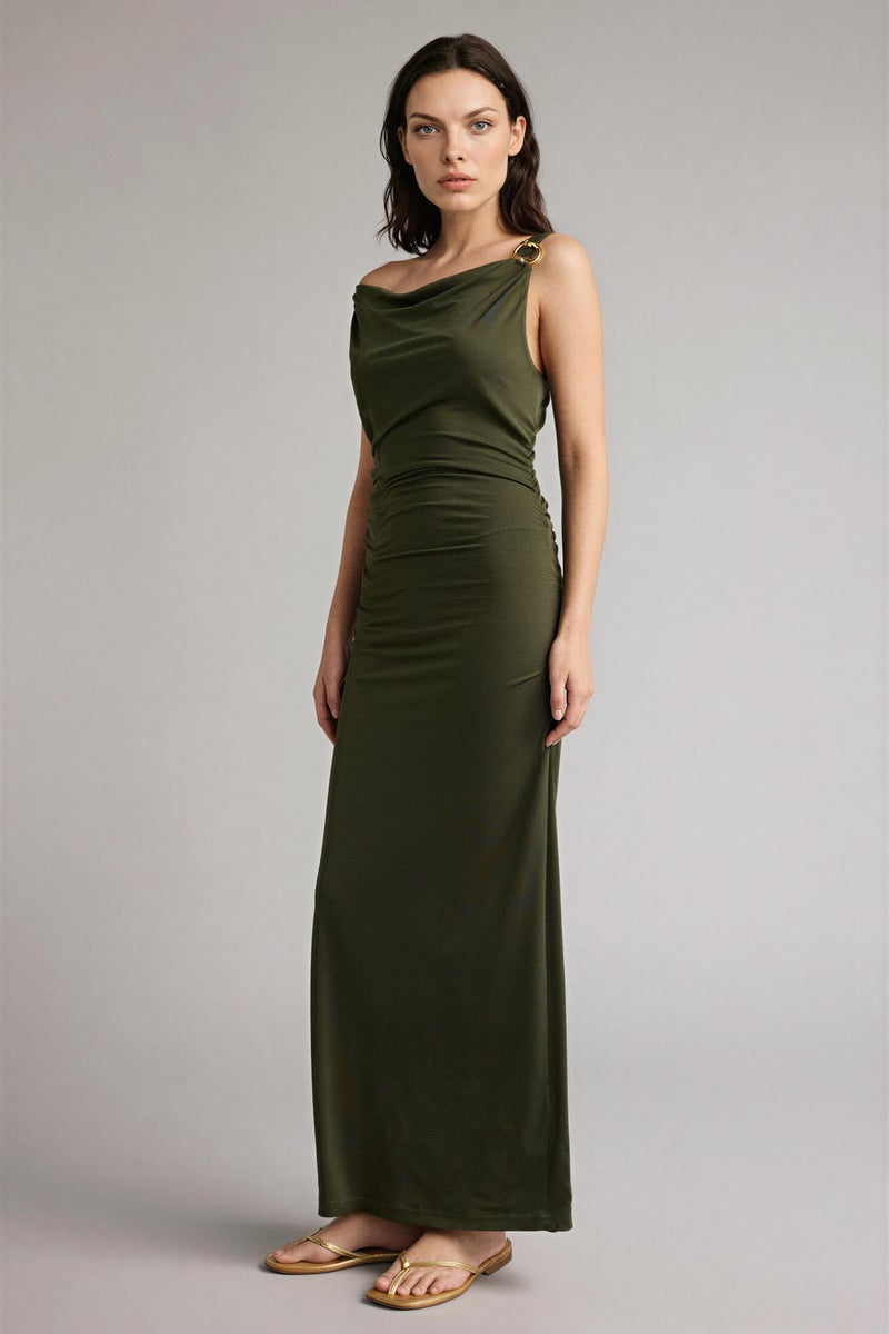 DeFacto Green Woman Regular Fit Cowl Neck Sleeveless Dress Casual - Image 1