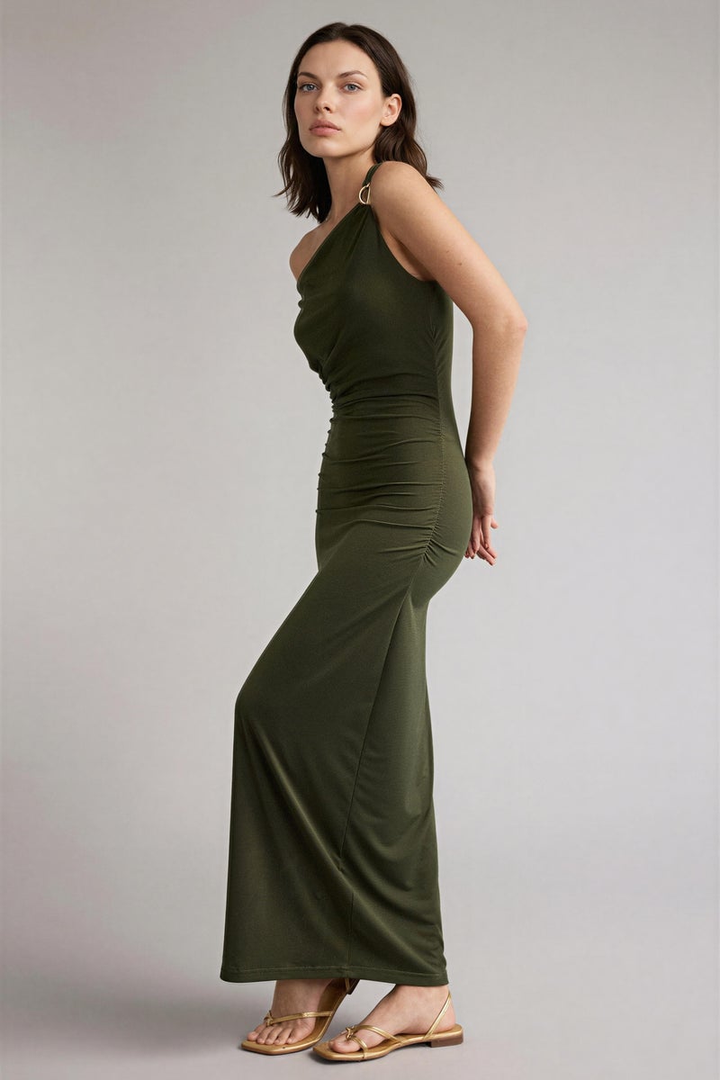 DeFacto Green Woman Regular Fit Cowl Neck Sleeveless Dress Casual - Image 2