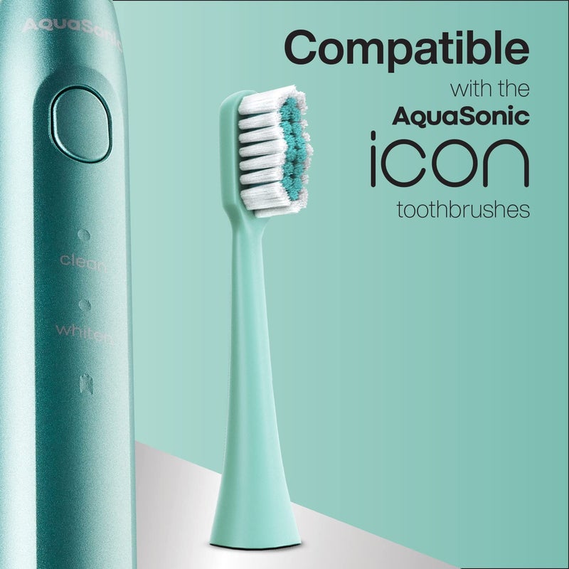 AquaSonic Genuine Icon Replacement Brush Heads | Compatible with AquaSonic Icon Toothbrush | 2 Brush Heads | for Normal & Sensitive Teeth (Mint) - Image 5