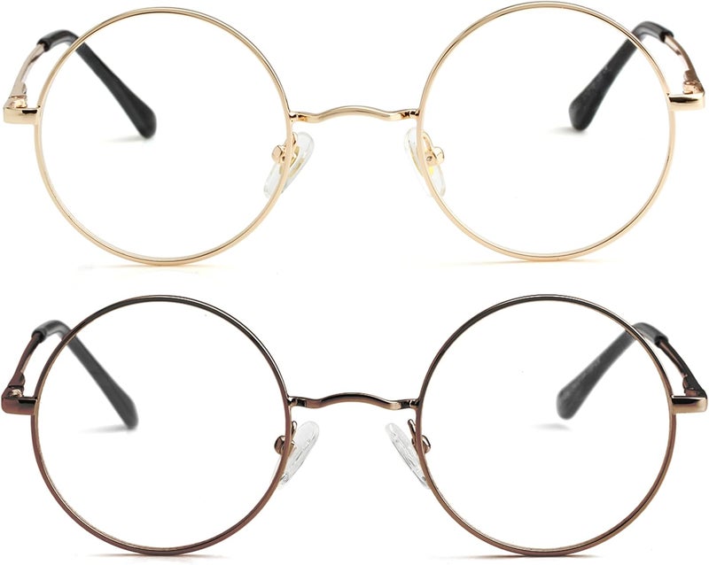 Small Round Clear Lens Glasses Non Prescription Circle Metal Frame Eyewear - Image 1