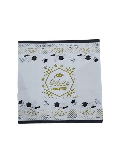 Bouquet of +40 luxurious white handkerchiefs with the phrase "Congratulations on Graduation", "Congratulations on Graduation" for the occasion of success and graduation, schools, institutes, colleges, universities, educational institutions.