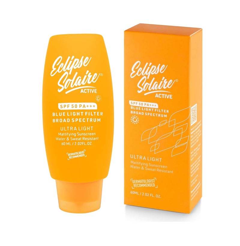 YUDERMA Eclipse Solaire Active Mattifying Sunscreen SPF 50 PA  No White Cast  UVAB Blue Light Protection  NonGreasy  All Skin Types 60ml - Image 1