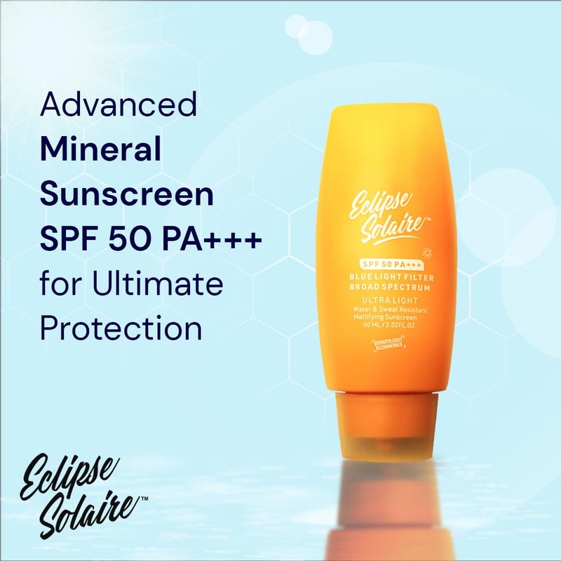 YUDERMA Eclipse Solaire Active Mattifying Sunscreen SPF 50 PA  No White Cast  UVAB Blue Light Protection  NonGreasy  All Skin Types 60ml - Image 4