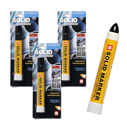 SAKURA SOLID MARKER SAKURA Solid Paint Markers with Twist Up Tip Low Temperature Permanent Marker Pens Window Wood Glass Marker Black Paint 3 Pack - Image 1