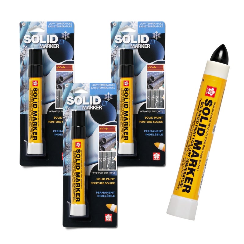 SAKURA SOLID MARKER SAKURA Solid Paint Markers with Twist Up Tip Low Temperature Permanent Marker Pens Window Wood Glass Marker Black Paint 3 Pack - Image 2