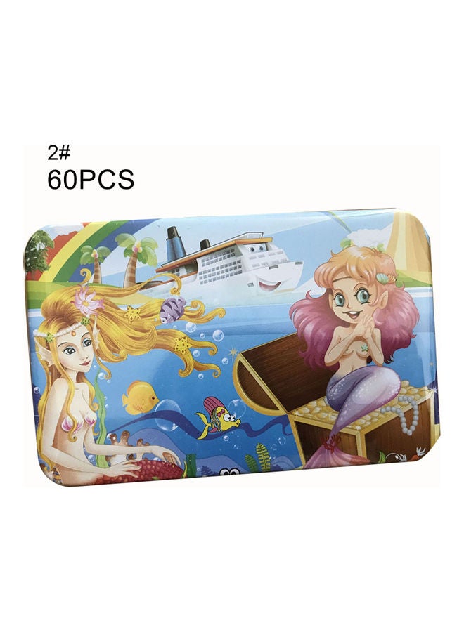 مجموعة أحجية قطع تركيب الصور بتصميم حورية البحر من الخشب مكونة من 60 قطعة - Image 1