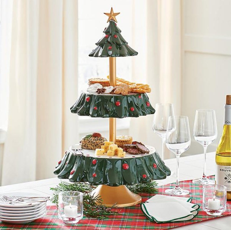 Santa Claus Christmas Tree Fruit Snack Rack Fruit Plate Bowl Rack Dessert Table Food Festive Resin Decorations - Image 2
