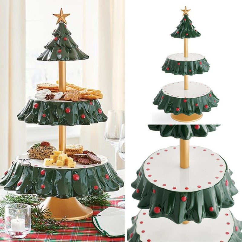 Santa Claus Christmas Tree Fruit Snack Rack Fruit Plate Bowl Rack Dessert Table Food Festive Resin Decorations - Image 5
