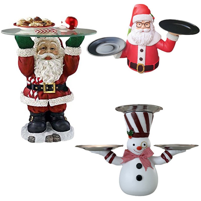 Santa Claus Christmas Tree Fruit Snack Rack Fruit Plate Bowl Rack Dessert Table Food Festive Resin Decorations - Image 4