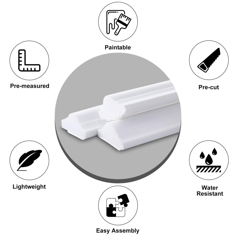 Pangda 3 Set Peel and Stick Wall Molding Kit, 3D Premade Accent Molding Wainscoting Panel for Interior Wall Moulding Decor, Ready to Assemble Wainscoting Accent Panel (24 x 54in) - Image 3